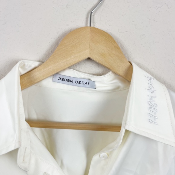 2208M Decaf Ivory Satin Shirt Mini Dress Size Medium - Picture 4 of 8